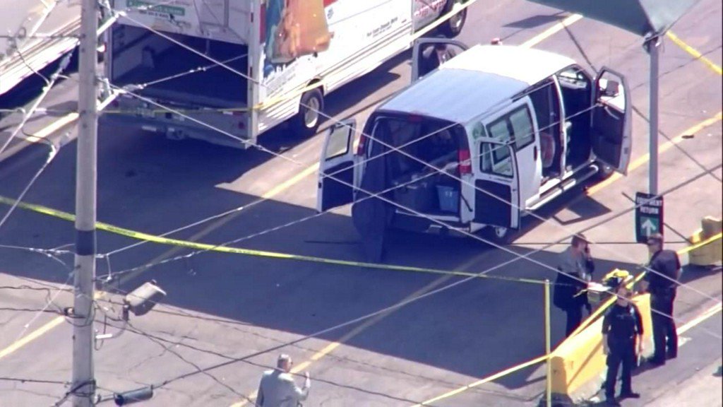 Indianapolis police say a human body has been found inside the back of a rental truck