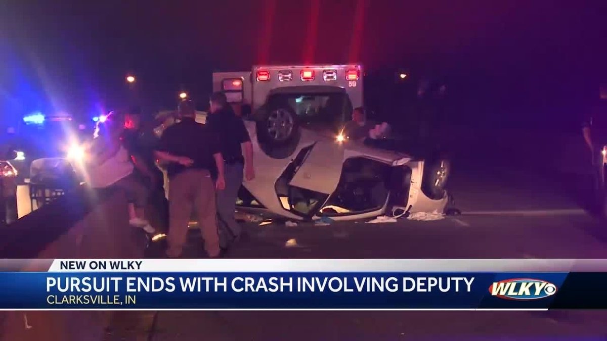A police chase in southern Indiana ended with a crash involving a sheriff's deputy. The crash occured about 1 a.m. Monday at Browns Station Way and Emery Crossing in Clarksville. One of the vehicles involved flipped but officials said no one was seriously injured.