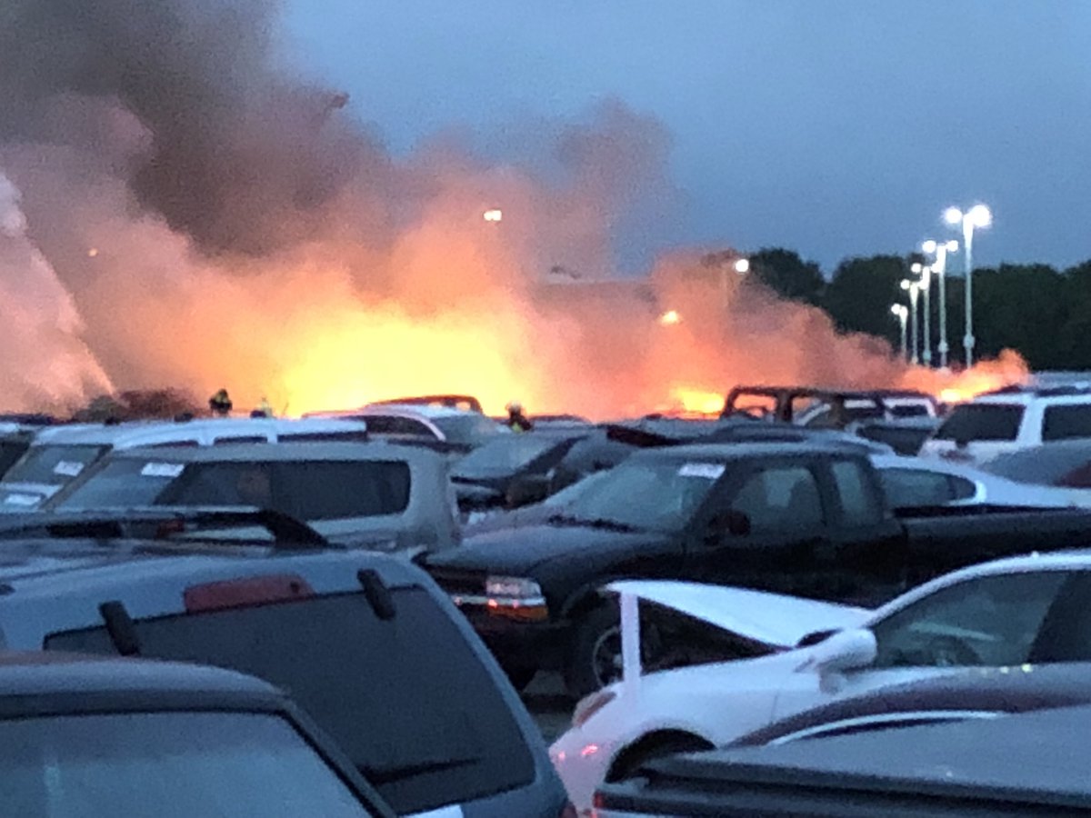 IFD is currently battling multiple vehicle fires in a lot full of junked out cars near 38th and LaFayette Rd. No word yet on the cause or if there are any injuries