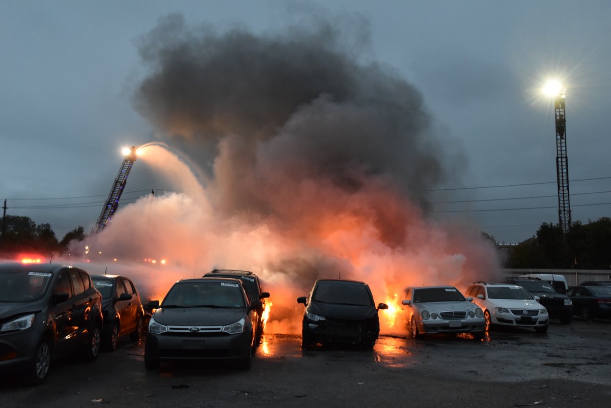 Crews mark Copart Salavge Yard blaze under control in 1 hour 9 minutes after dispatch.  Labor intesive effort to get water on the fire as over 3000 feet of supply line laid to establish water supply and pumping operations