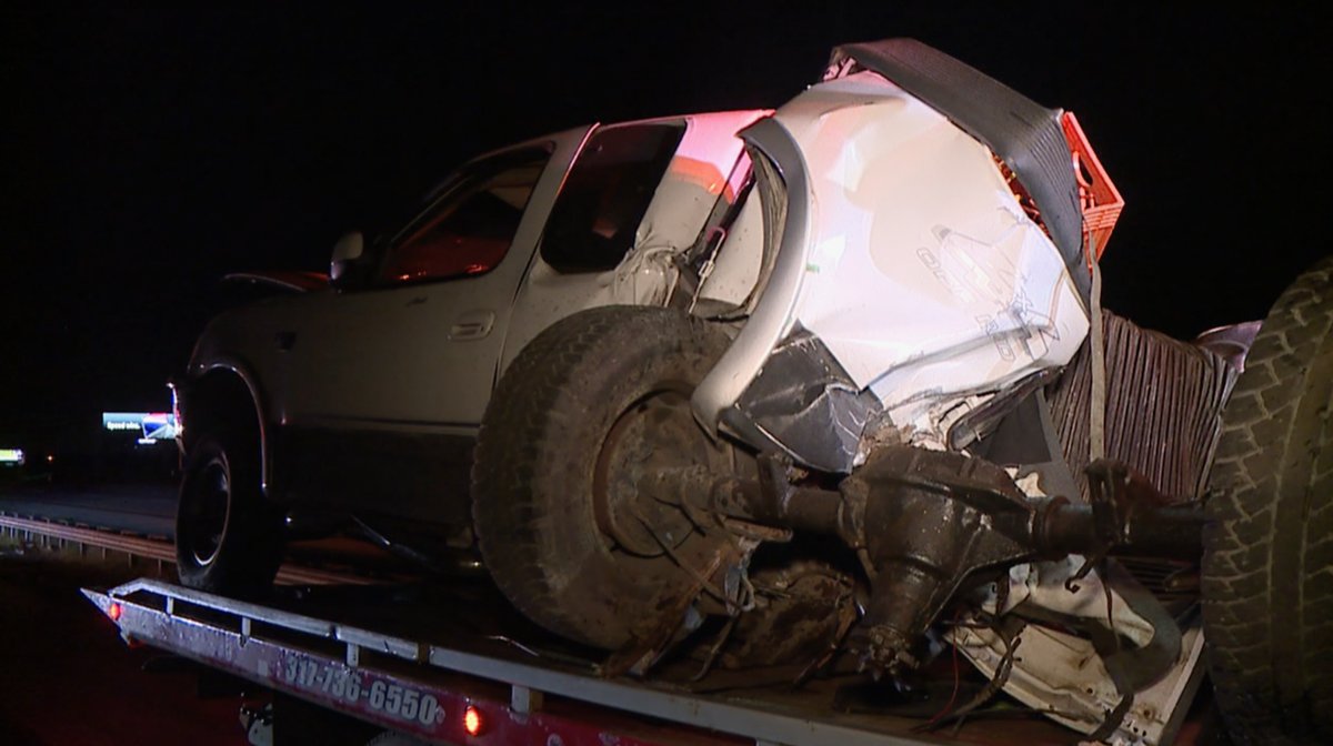 Police want to know who abandoned their pickup truck in the middle of I-65 near Greenwood. A semi driver was hospitalized after crashing into it