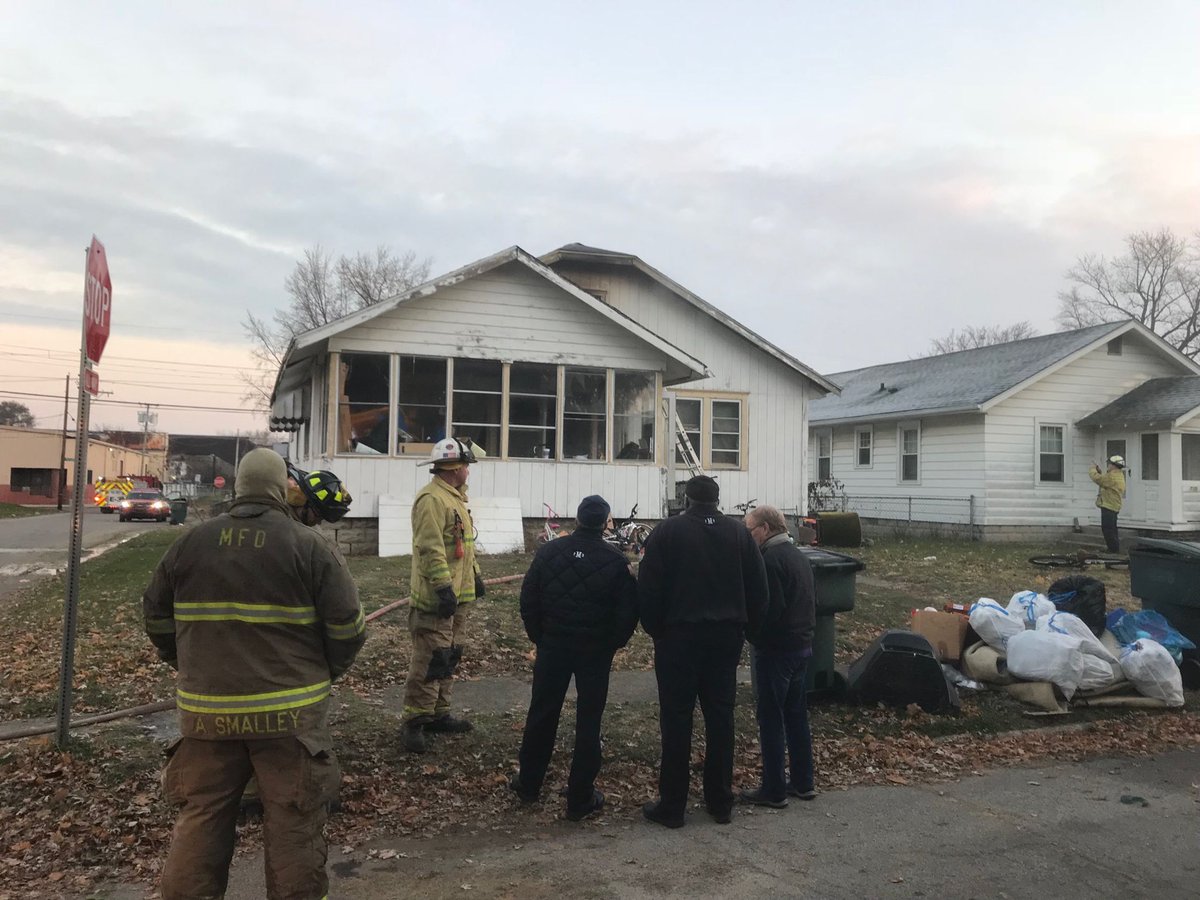 A man is dead after a house fire in Muncie. Firefighters say he shoved his wife out a window to get her away from the fire, but then failed to make it out of the house
