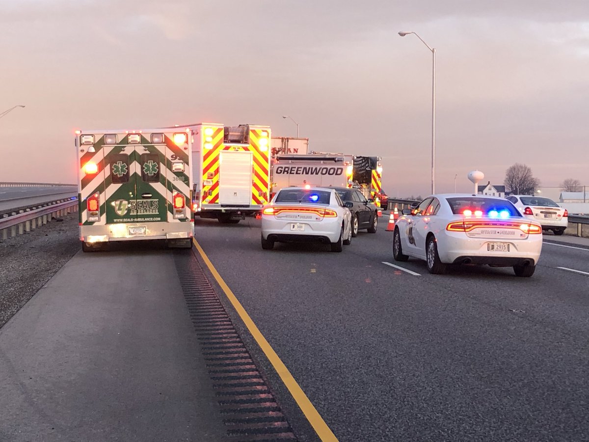 One person was killed on I-65 NB at the Greenwood exit. Wreck is between a car and a semi trailer.