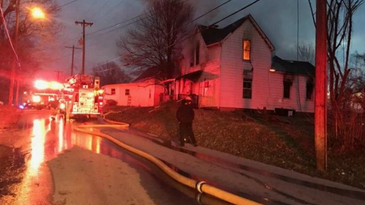 Fire crews say a mother and her children were not home when a fire started at a home on East Poplar Street in Boonville Monday morning.    