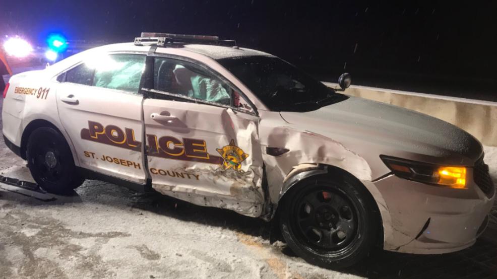 Secondary crash – Tow truck driver responding to scene where police was hit is struck by different vehicle. Tow truck driver, 37-year-old Jeff Porter, was taken to the hospital with leg injuries.     