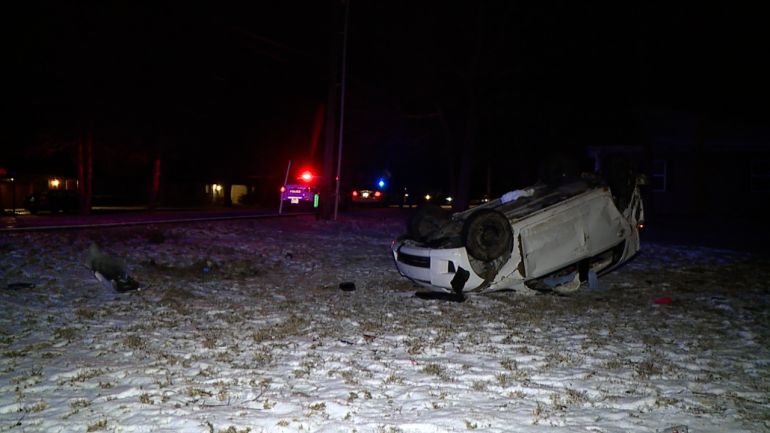 One person was ejected from a car that crashed and flipped on its roof along Edgewood Avenue. Two other people inside the car were injured.  