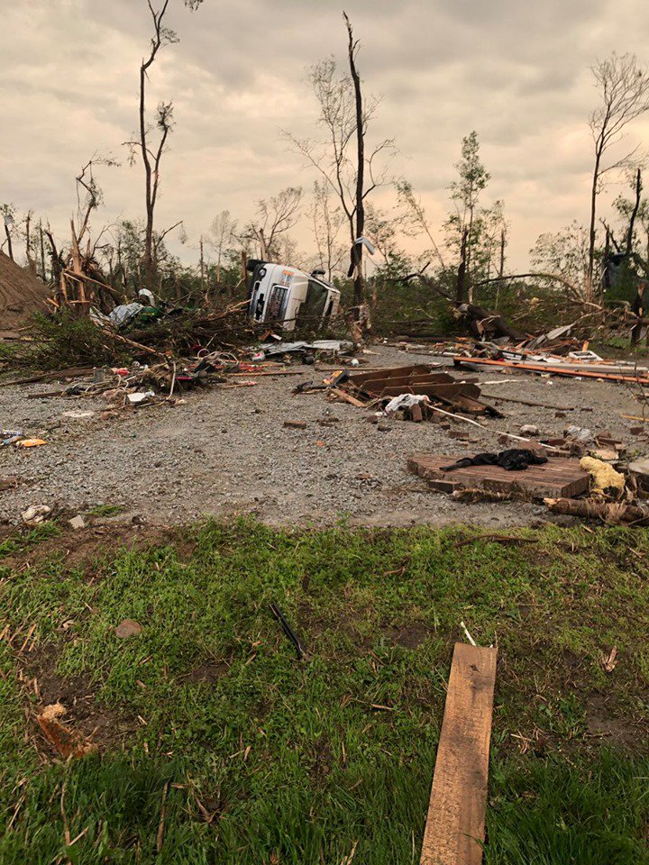 Police say there are no injuries reported at this time from a tornado that touched down near Akron, Indiana.