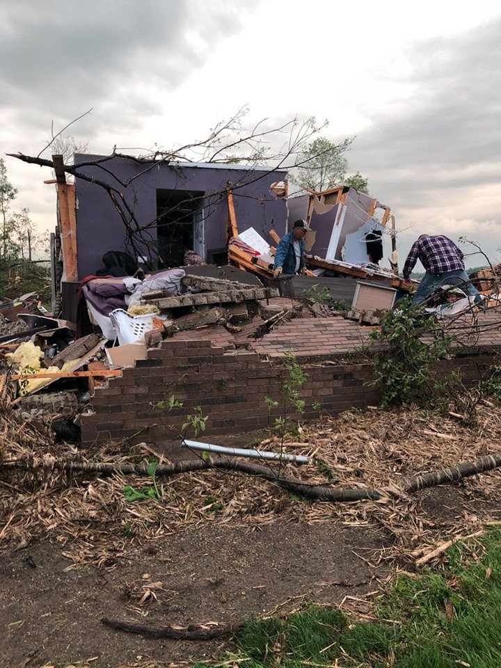 Police say there are no injuries reported at this time from a tornado that touched down near Akron, Indiana.
