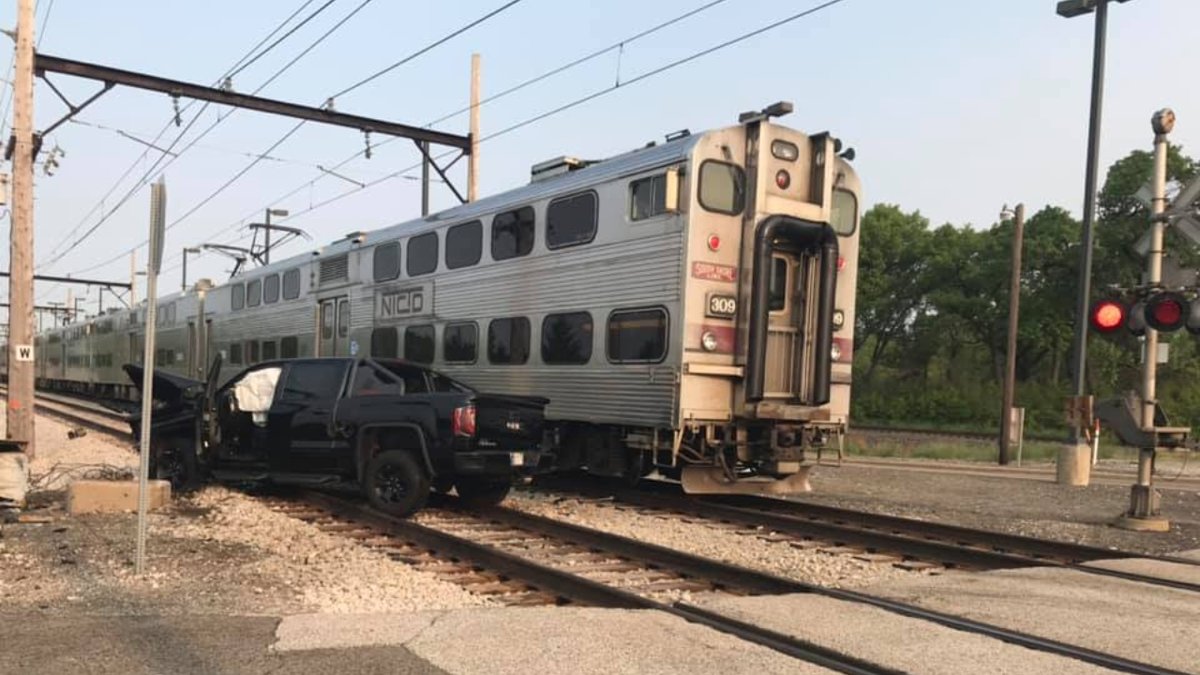 South Shore train hits pickup in Portage    