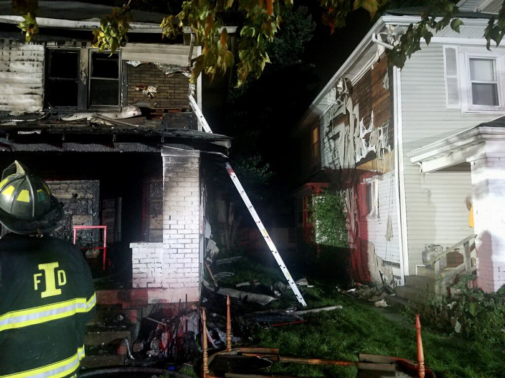 Fire Investigators on scene after heavy fire breaks out in vacant double residence at 112 N Grant Ave and damages exposure next door. Under Control in 30. $40K Damage No Injuries   
