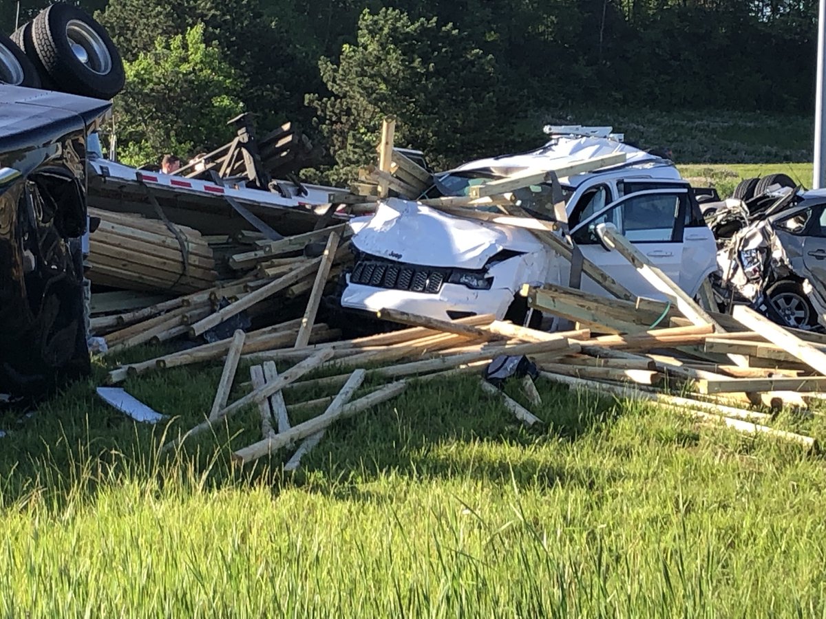 I-465 WB Near I-65: ISP tells no one was hurt after a 5 vehicle crash flipped a semi and it's flatbed trailer full of lumber on the ramp to I-65 NB. That ramp is closed, but the SB I-65 is still open. There is a lot of debris to clean up