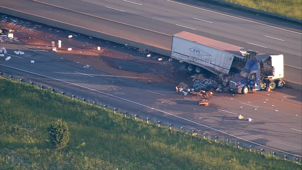 EB I-94: All lanes will remain CLOSED at US-20 for several hours, as crews clean-up this jacknifed semi that spilled baking cocoa. 