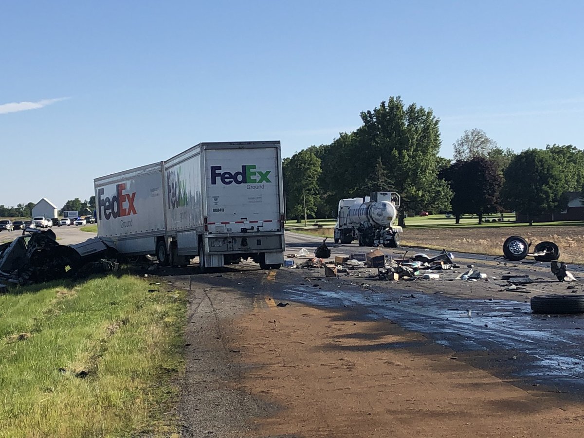 Northbound U.S 31 near Tipton County Road 100 South is closed. Southbound U.S. 31 is reduced to one lane for the crash investigation, and debris removal, drivers suffered minor injuries, no hazmat danger at this time.   