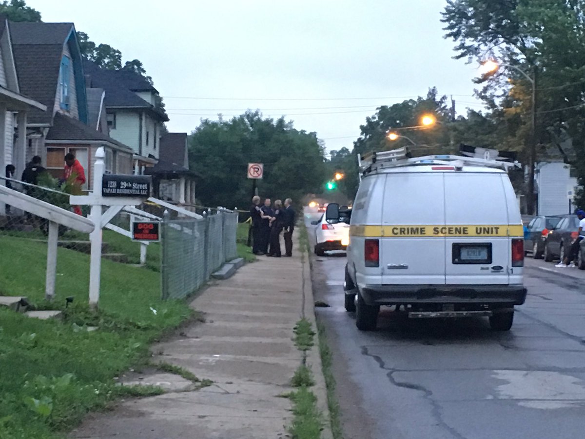 Four hours later and police are still here on 29th. Two men were found shot here. One died on scene, one is critical at Eskenazi. Still not a lot of answers.