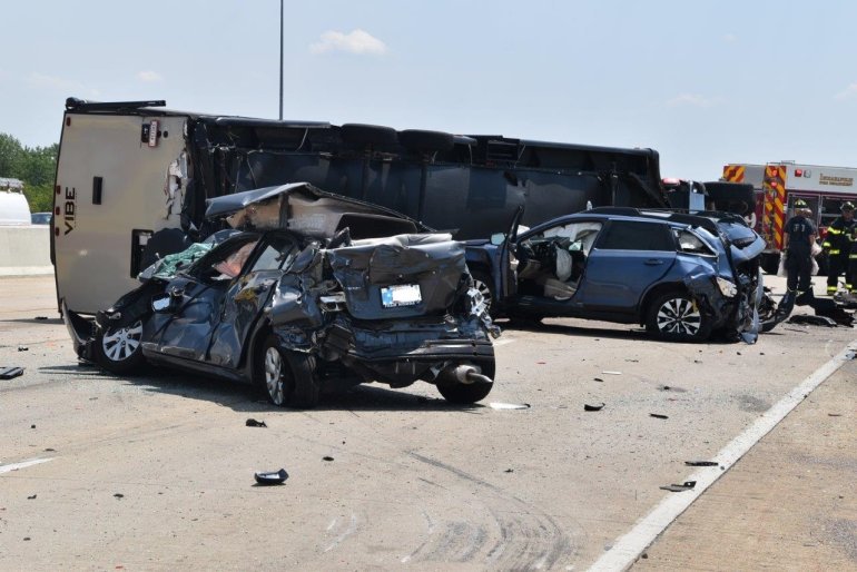 A mother and her 18-month-old twins are dead, and 7 others are injured after a semi slammed into their car on I-465 near Keystone Avenue. Police arrested the semi driver, 57-year-old Bruce Pollard. 