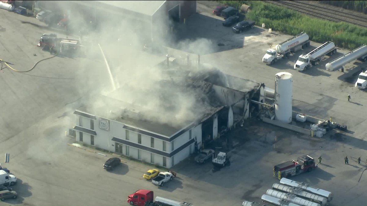 Fire at T.A.C East, a chemical washing facility in East Chicago, IN at 2000 Gary Rd