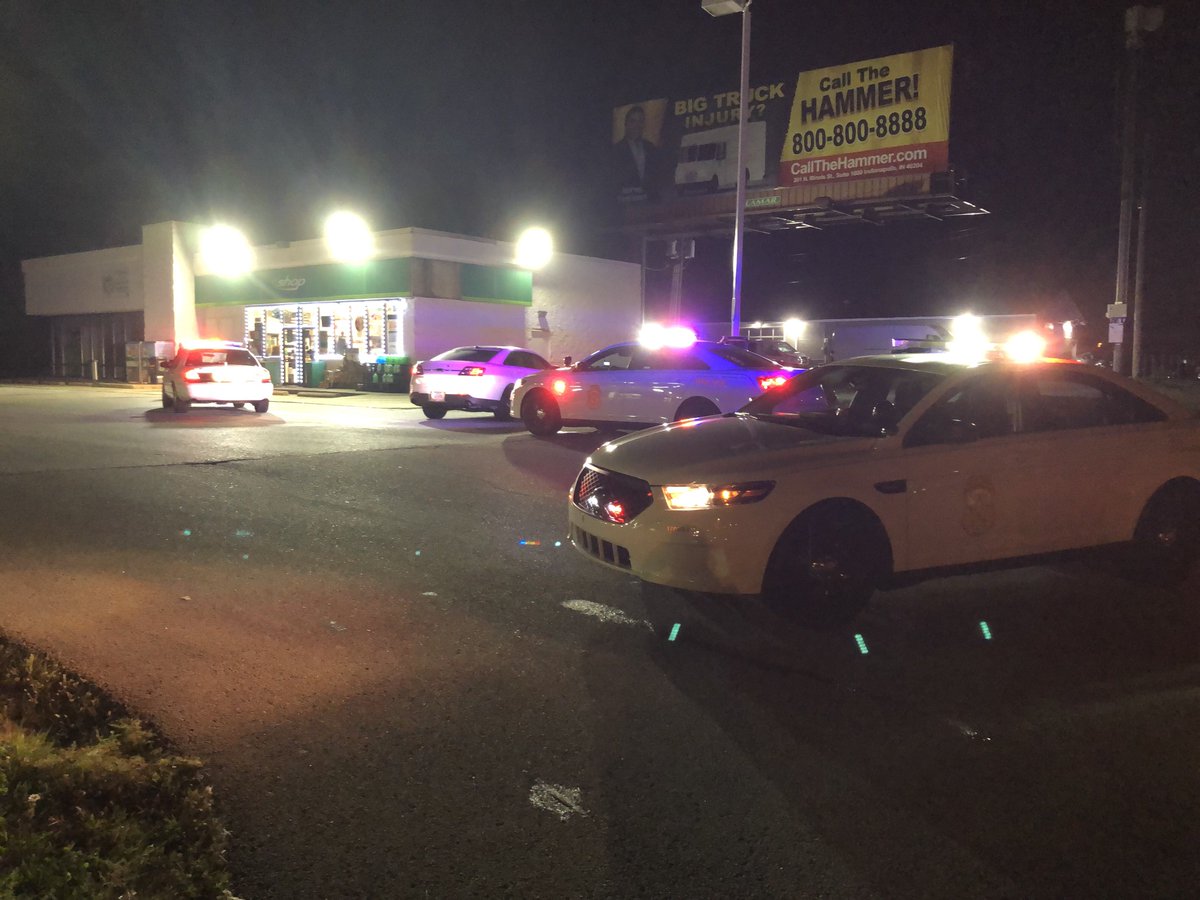 IMPD dispatch confirms a person has been shot near a gas station on Brookville Rd, right at the Post Rd intersection. No current gender, age, or medical condition of the victim has been released yet. Officers are on scene and investigating.