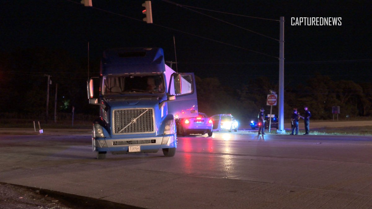 Gary, IN: Vehicle collides with a semi truck on Grant Street Overpass and 80/94.
