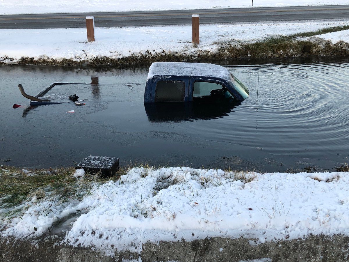 At 6:48 a.m., this vehicle was traveling south in the 1000 block of 3rd Ave SW when the driver lost control and went into a retention pond. No injuries.
