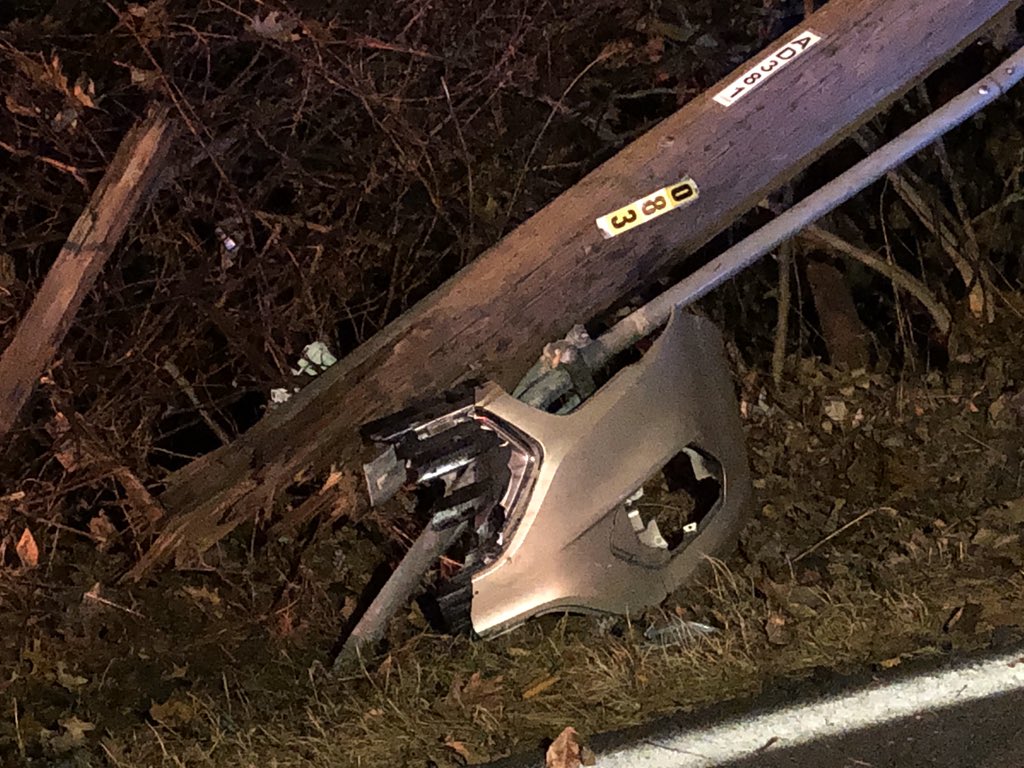 A car smashes into a power pole in the 1900 block of E. New Harmony Rd. and ends up partiality in a small pond.  Driver gets out and sent to hospital. VandSheriff says driver appears to have minor injuries and could have fallen asleep. 