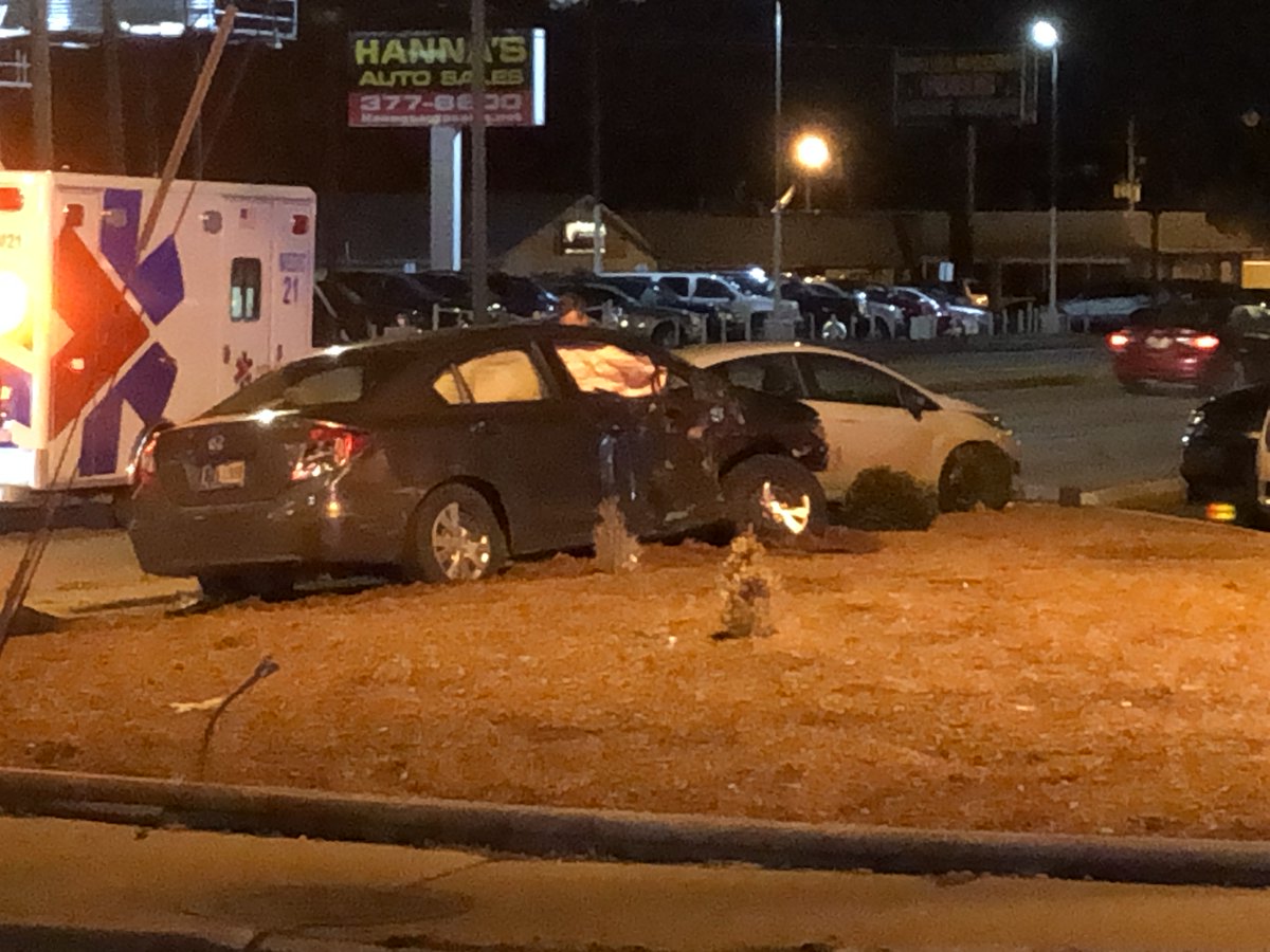 Officers tell a 3 car crash is sending at least 1 person to the hospital (no serious injuries). SB Keystone down to just 1 lane (keep left), and all lanes of EB 46th blocked. Cleanup has started.