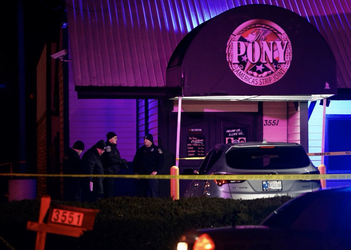 IMPD on scene of strip club shooting near 38th & Lafayette on the west side. Detectives say patron was kicked out by security, went to his car for a gun, exchanged fire with  security guard. Patron pronounced dead, guard in critical condition