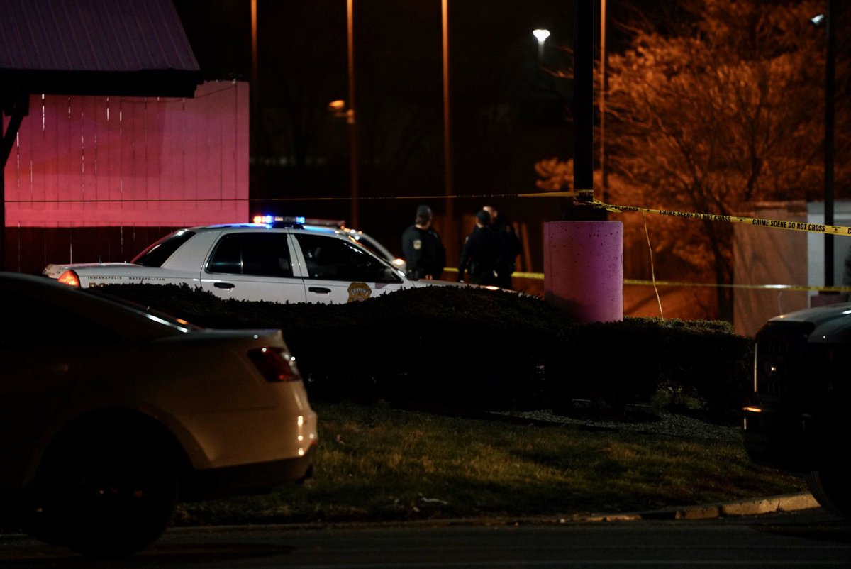 IMPD on scene of strip club shooting near 38th & Lafayette on the west side. Detectives say patron was kicked out by security, went to his car for a gun, exchanged fire with  security guard. Patron pronounced dead, guard in critical condition