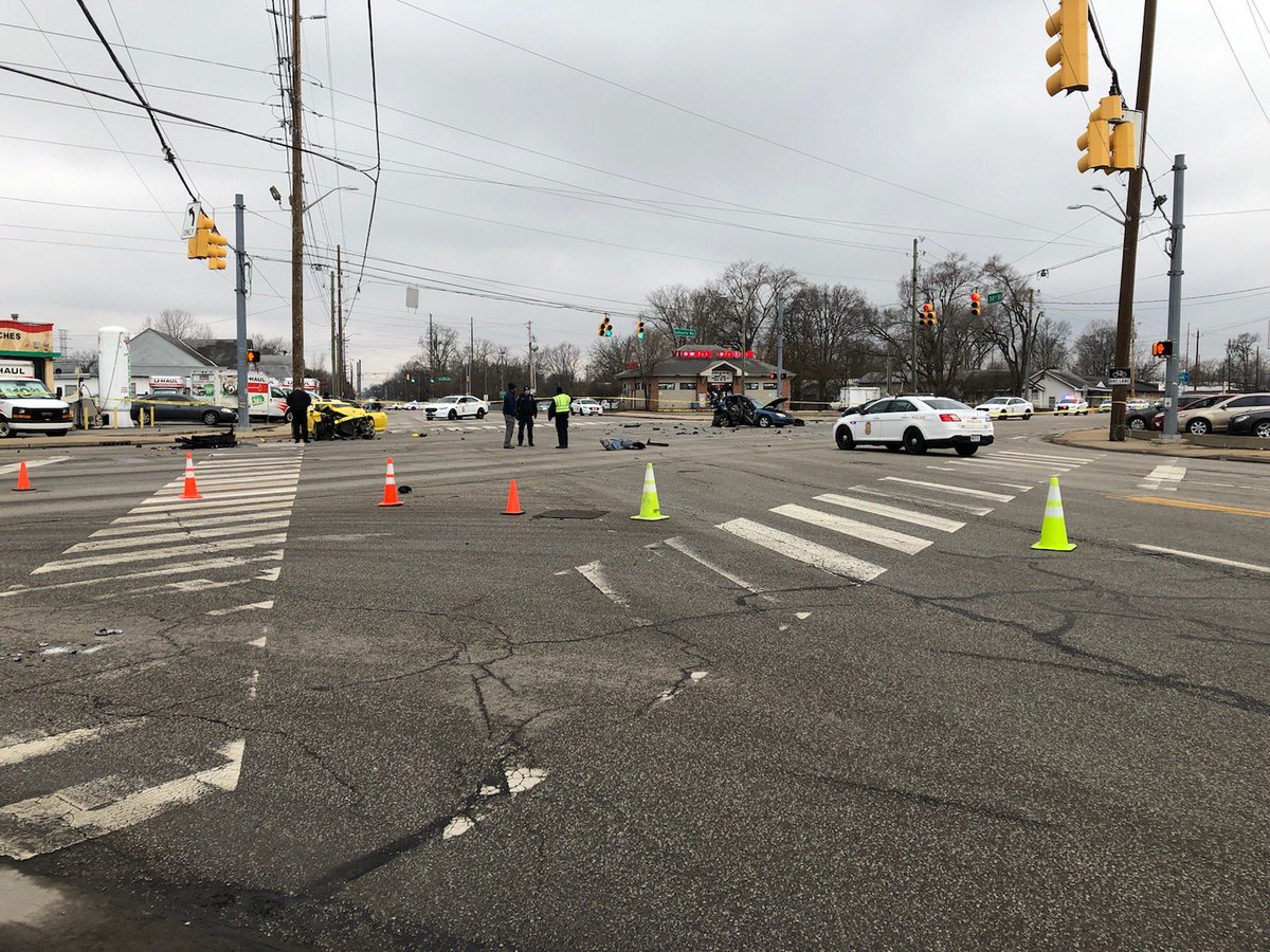 Scene of a crash at Lafayette and West 30th. IMPD is investigating. Report of one injured at this time.