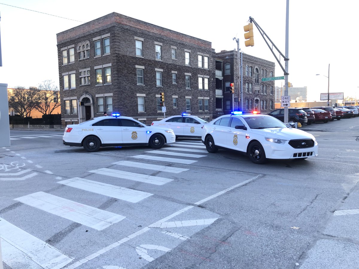 A 3 car crash in downtown has lead to a flipped car &amp; a blocked street. IMPD tells no one was hurt, and that Pennsylvania St will stay blocked at 10th until the scene is cleared