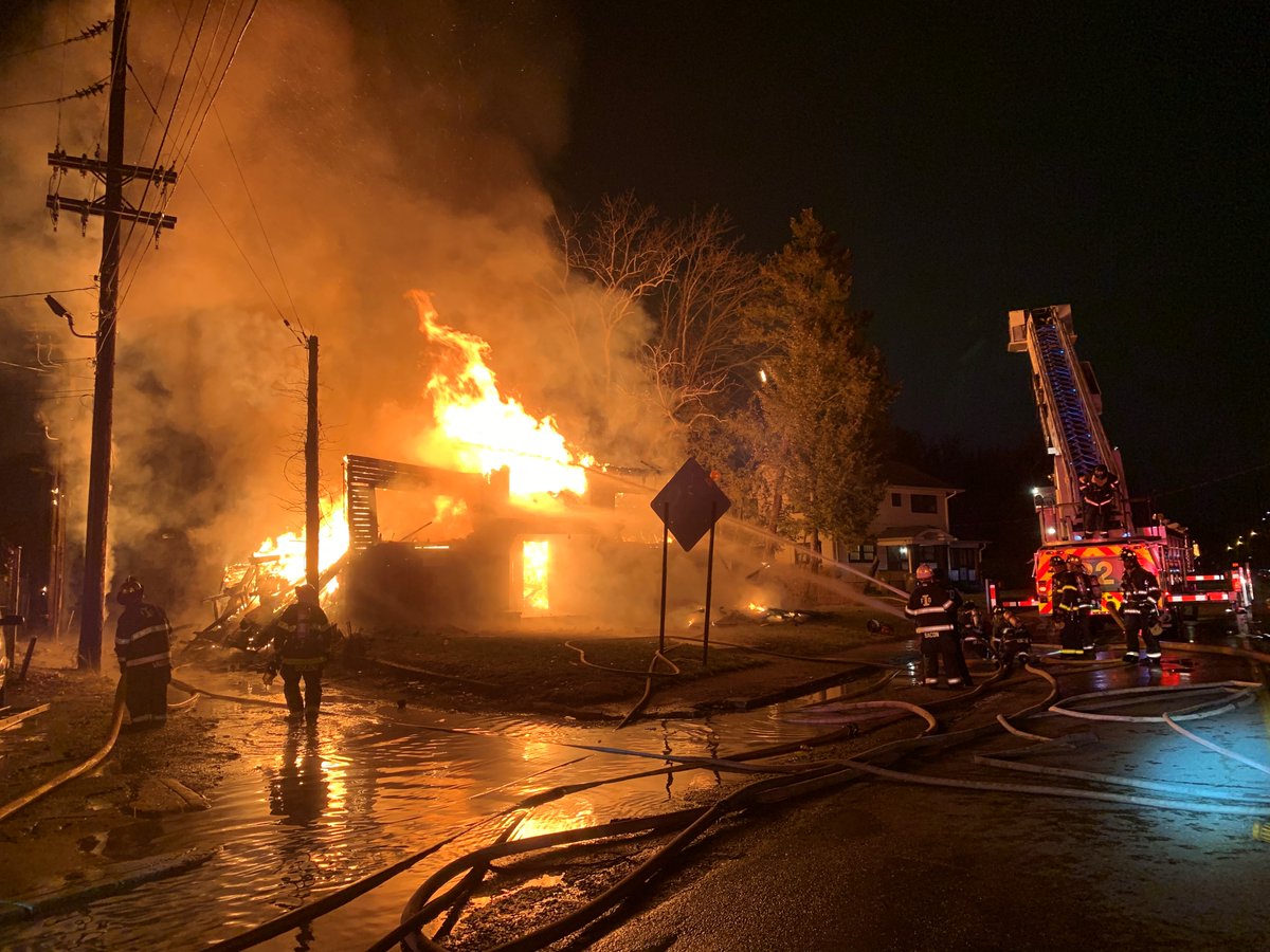 IFD Firefighters battle heavy blaze, full structural collapse and power line dangers in vacant 2 story structure at 722 Fairfield Ave.  2nd alarm.  Defensive attack only. No injuries.  Under Investigation