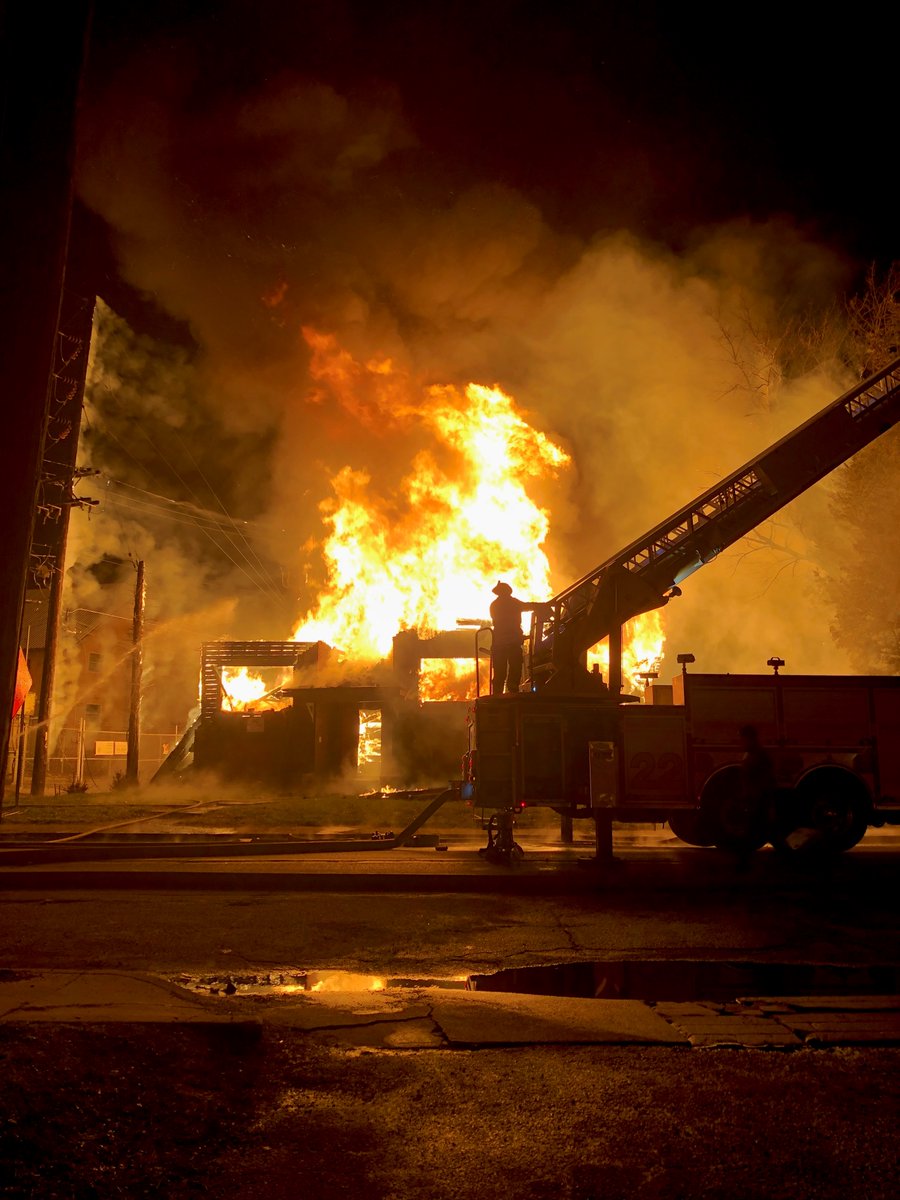 IFD Firefighters battle heavy blaze, full structural collapse and power line dangers in vacant 2 story structure at 722 Fairfield Ave.  2nd alarm.  Defensive attack only. No injuries.  Under Investigation