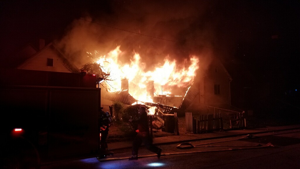 64 year old man ok but transported for check out after he says he used gasoline to light grill on front porch of his home at 881 W. 25th St.  Extensive damage to structure.  Crews mark under control in 20 minutes with no damage to exposures and no firefighter injuries