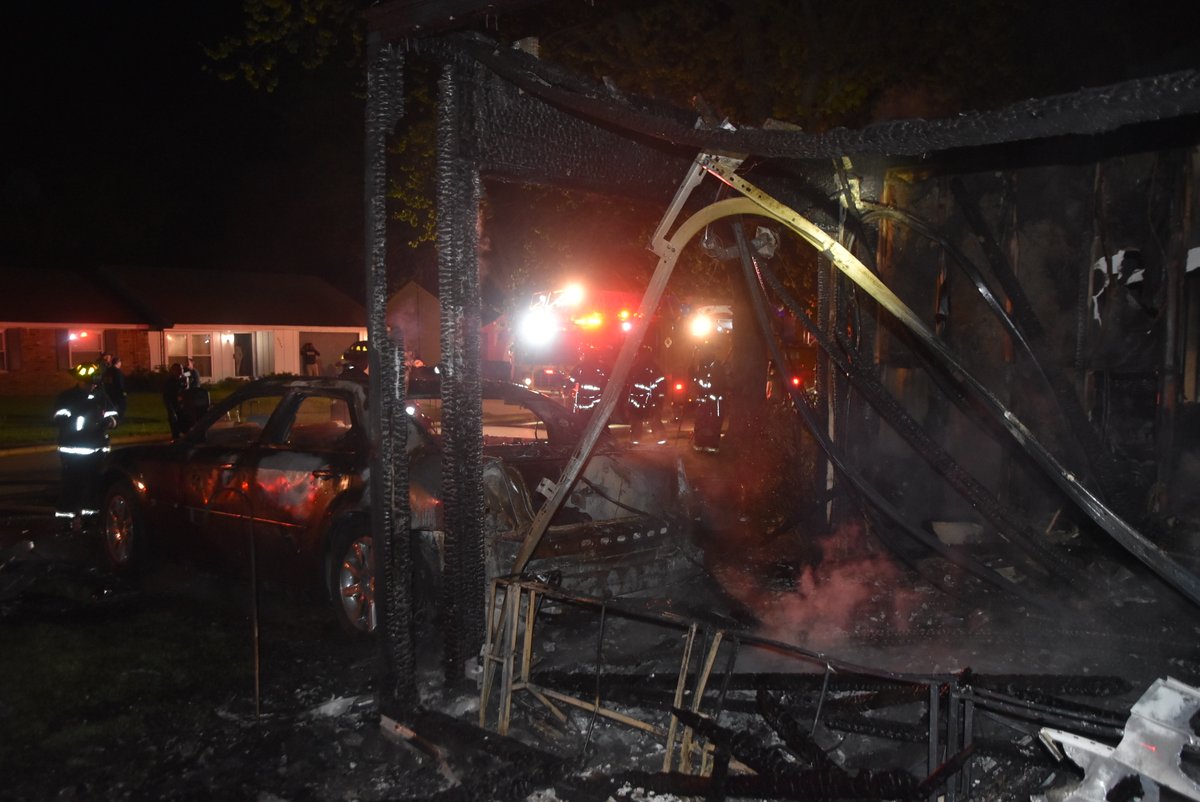 IFD PTFD SFD firefighters mark blaze under control in 25 minutes at 4343 Dabny Dr.  Occupied structure a total loss with exterior damage to vacant home next door. Family, who has lived in the home for 14 years, has insurance and will stay with relatives