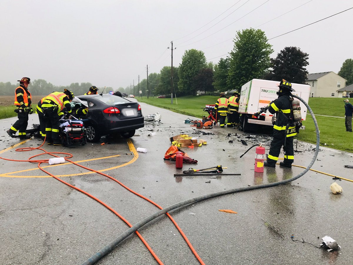 5600 Block Mann Road Crews are working a motor vehicle accident involving a car and a lawn treatment truck. Both  drivers were trapped in their  vehicles. Both drivers were conscious, serious but stable,  and both were taken to trauma centers. The cause is under investigation
