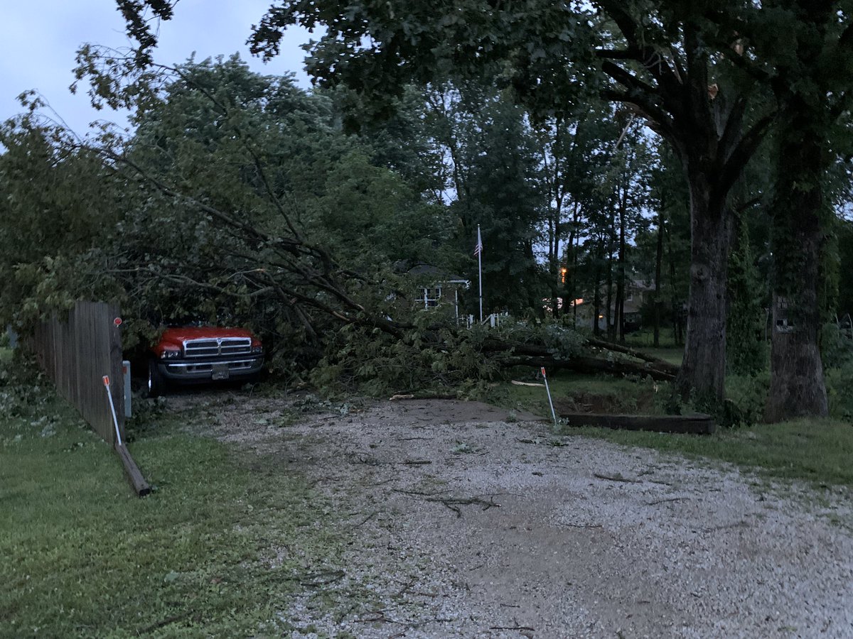 Storm damage from last nights tornado warning in Vanderburgh Co / Denzer Road.