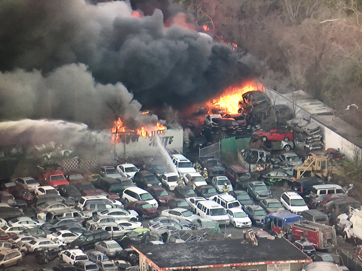 Gary - Crews continuing to work on this scrapyard fire near the Gary airport. Fourth Ave is blocked between Bigger St & Industrial Hwy. Fifth Ave is still open