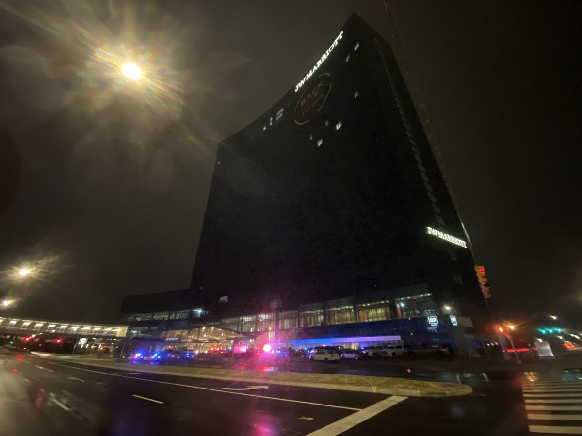 IMPD on scene of a homicide at the JE Marriott downtown. Officers found a female deceased in a room on the 20th from gunshot wounds. They say a fight broke out before the shooting, and they are still searching for a suspect