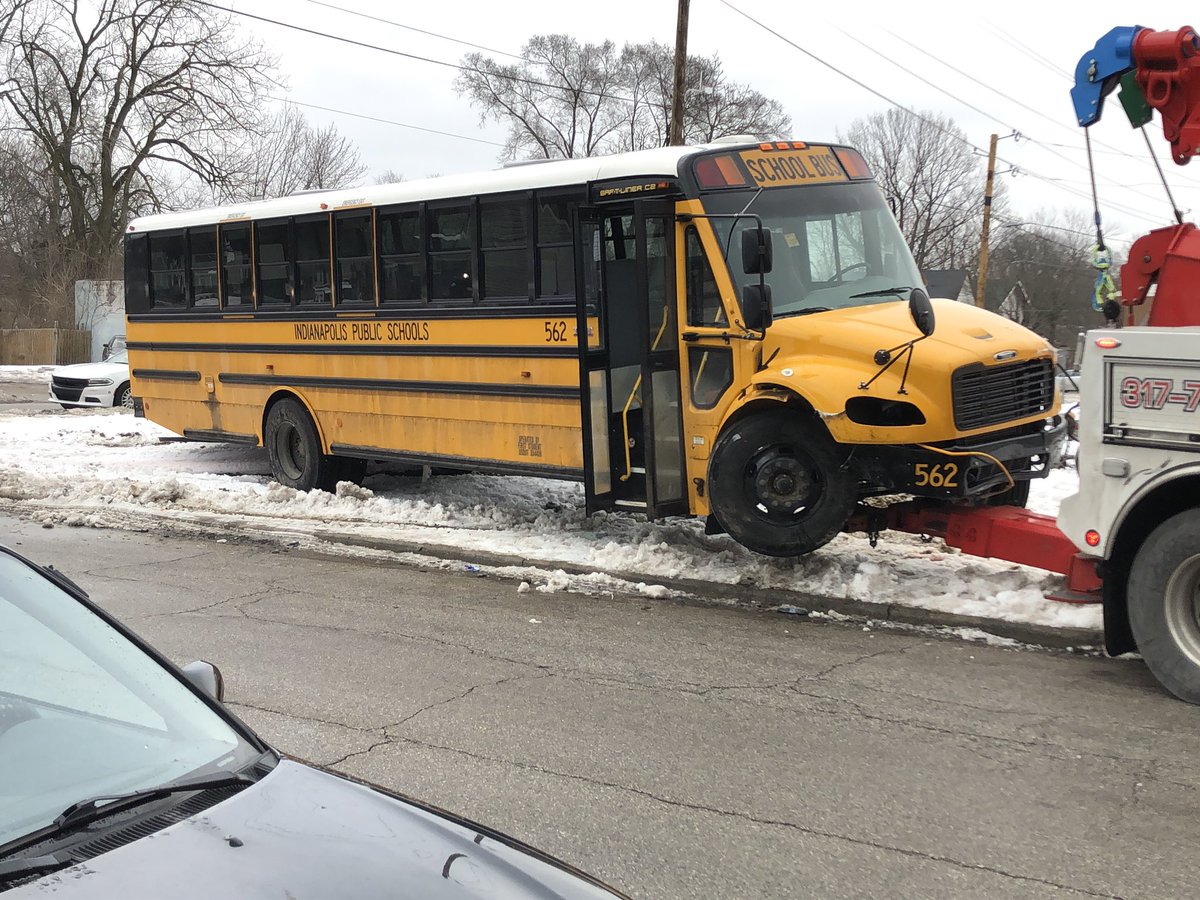 IMPD confirms 5 kids & 3 adults are expected to be ok after IPS bus 562  and a car collided at 25thand  Dearborn. All 8 were taken to the hospital with  non-life threatening injuries, and police say a stop sign that was knocked down sometime before may be to blame