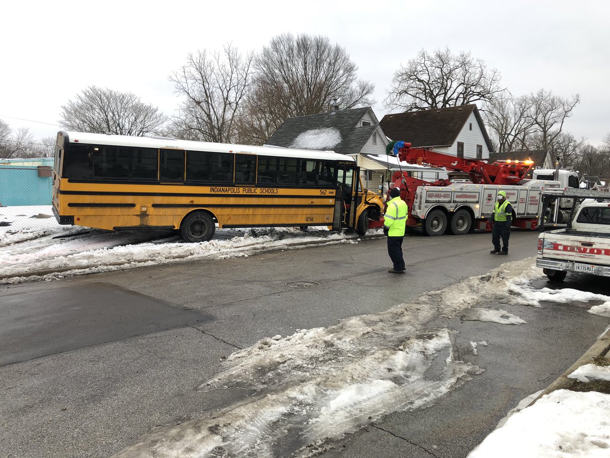 IMPD confirms 5 kids & 3 adults are expected to be ok after IPS bus 562  and a car collided at 25thand  Dearborn. All 8 were taken to the hospital with  non-life threatening injuries, and police say a stop sign that was knocked down sometime before may be to blame
