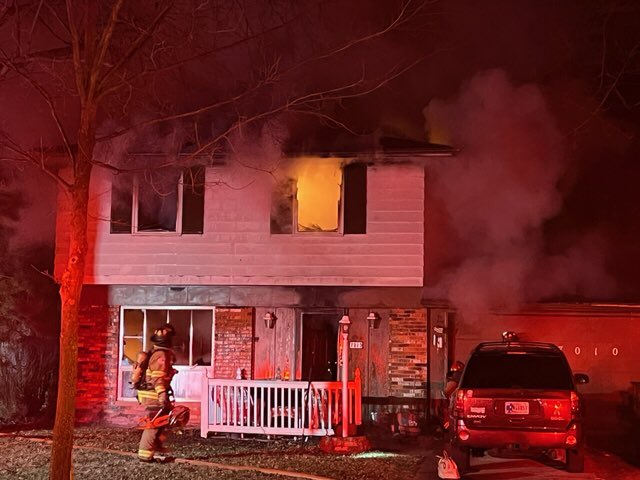 Fort Wayne fire crews are battling a house fire on Strawberry Dr. off Coldwater Rd. near Northrop. Smoke and flames shooting through an upstairs window. 