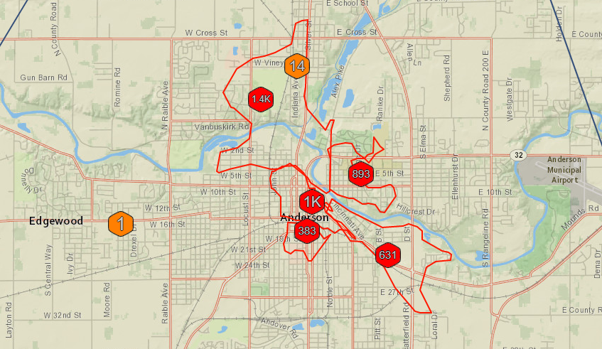 City of Anderson says around 4,400 customers are without power