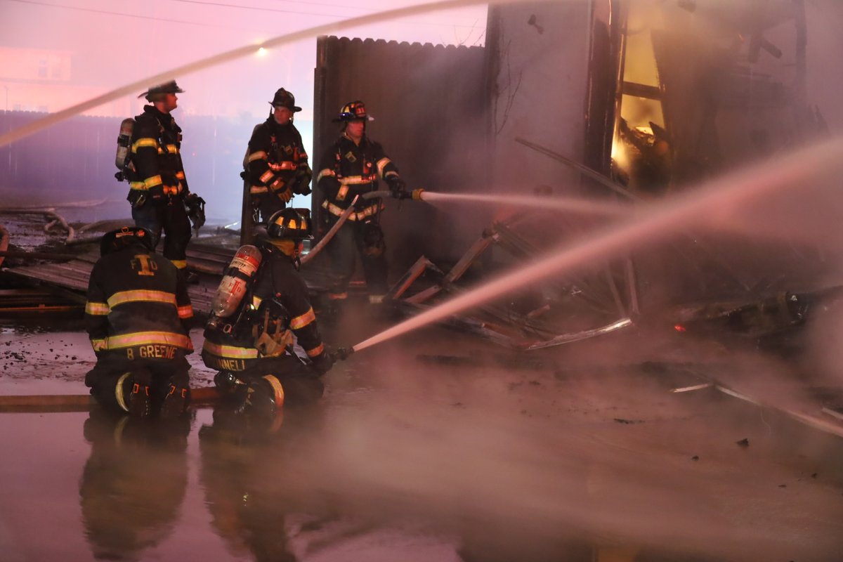 IFD Firefighters found heavy smoke and fire on arrival at 1852 Shelby Street with  live rounds of ammunition firing during efforts to make an attack on the fire.  Collapse of the roof & severely compromised structural integrity, prompts command to order defensive ops only