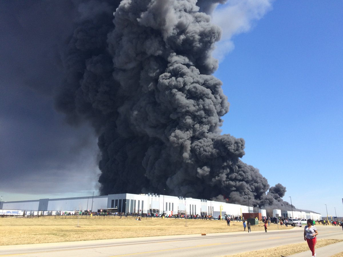 A giant column of smoke can be seen across Indy right now. Crews say a Walmart distribution center caught fire in Plainfield.