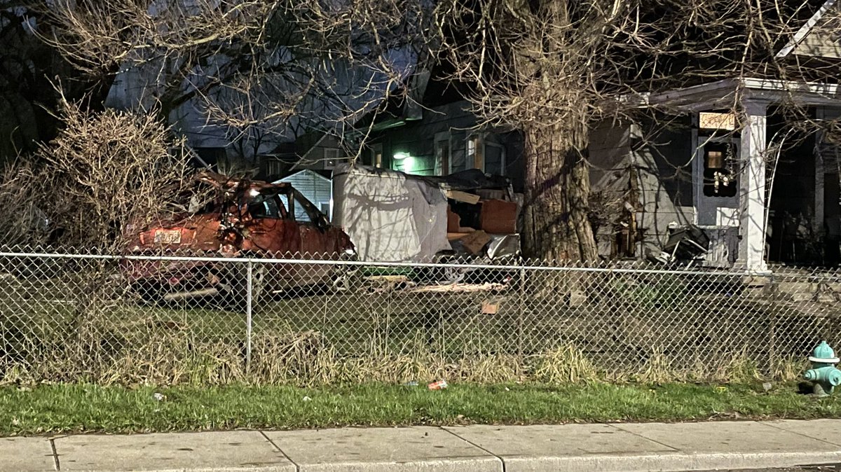 A closer look at the damage to both  homes in the Fountain Square area after a car crash into them early this morning. Again, police say people were inside both homes at the time, but they are alright. The driver was ejected and we're told in extreme critical condition