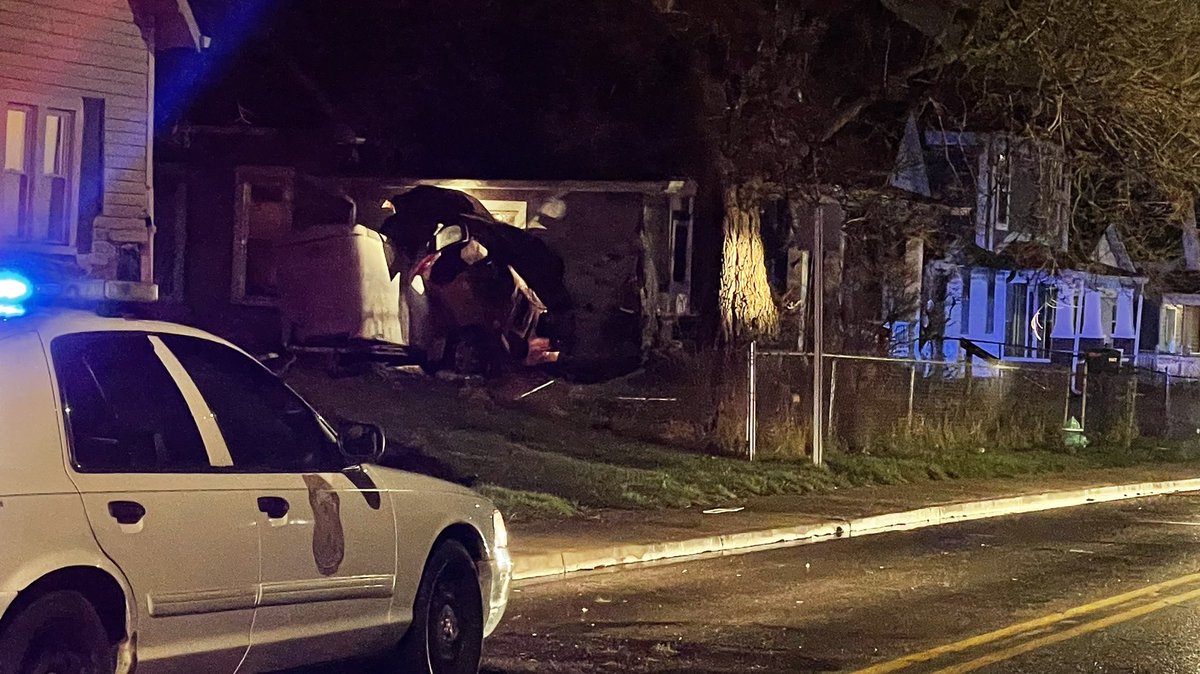 Police are investigating what appears to be a vehicle crashed into a house in the Fountain Square area on S. State Ave