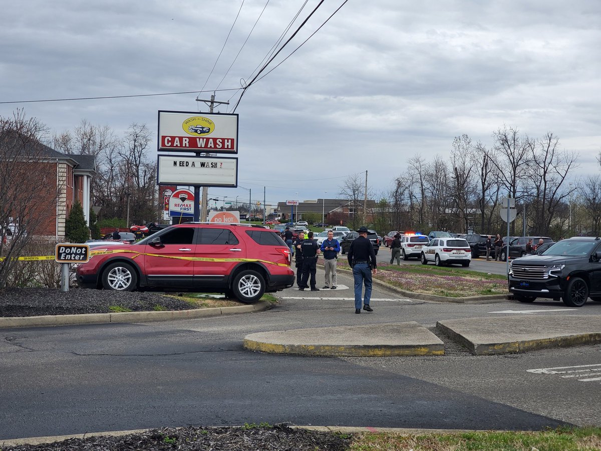 Police have arrived on Charlestown Road. A vehicle is taped off on the scene of a suspected shooting.