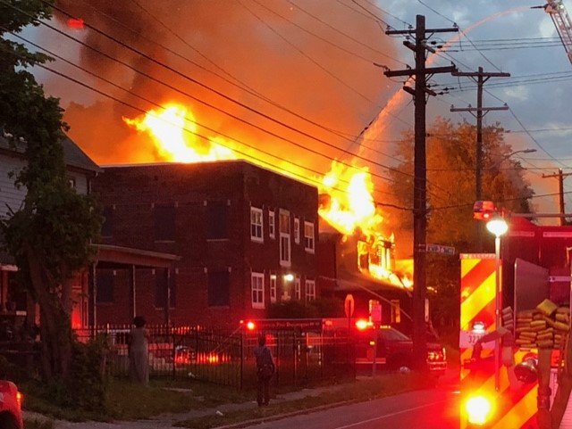 Scene of a fire near W 36th St & N Illinois St.   We're working to learn more. @EricPointerTV is on his way to get details  Looks like it's a two-story structure. Lots of smoke