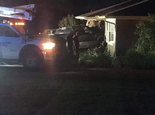 Truck crashes into house on W. Boonville New Harmony Road in Vanderburgh County. Home appears to have been badly damaged