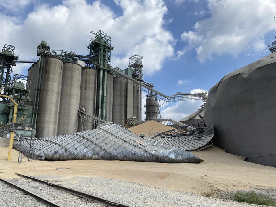 Happened earlier today at the Anderson Grain facility in Delphi.  Thankfully, all employees are accounted for & no injuries are reported.  This morning, there was also a fire at this facility 