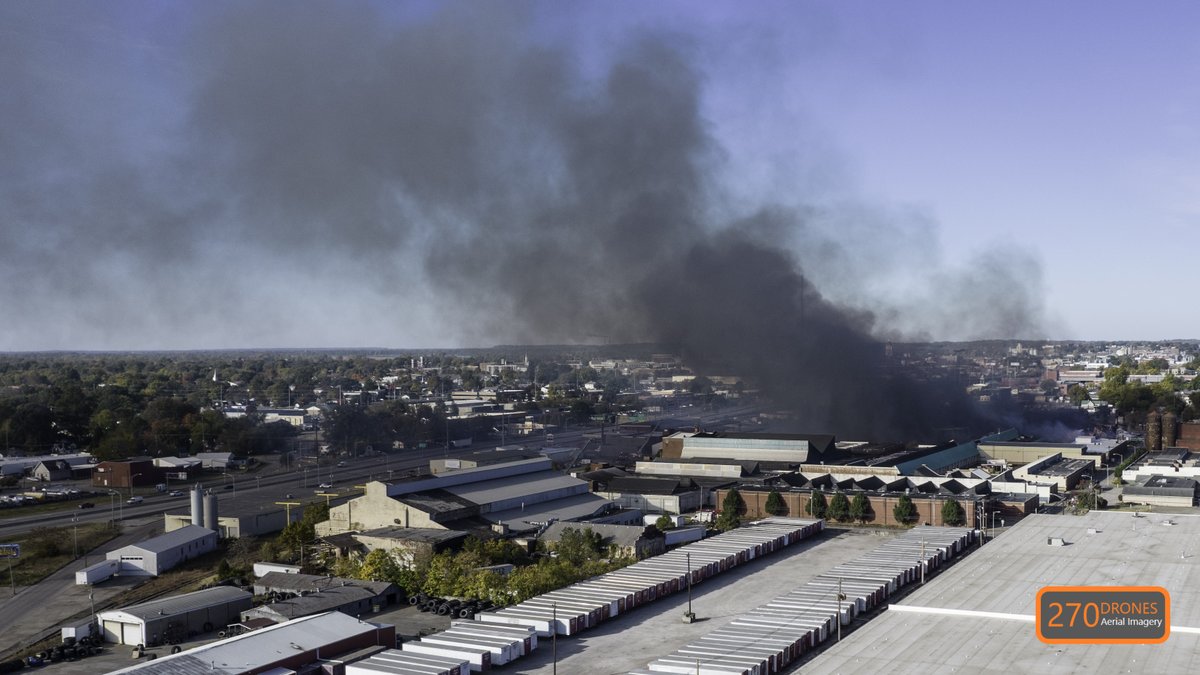 Big warehouse fire this morning in evansville Indiana.  Here's a few shots from the air near the fire 